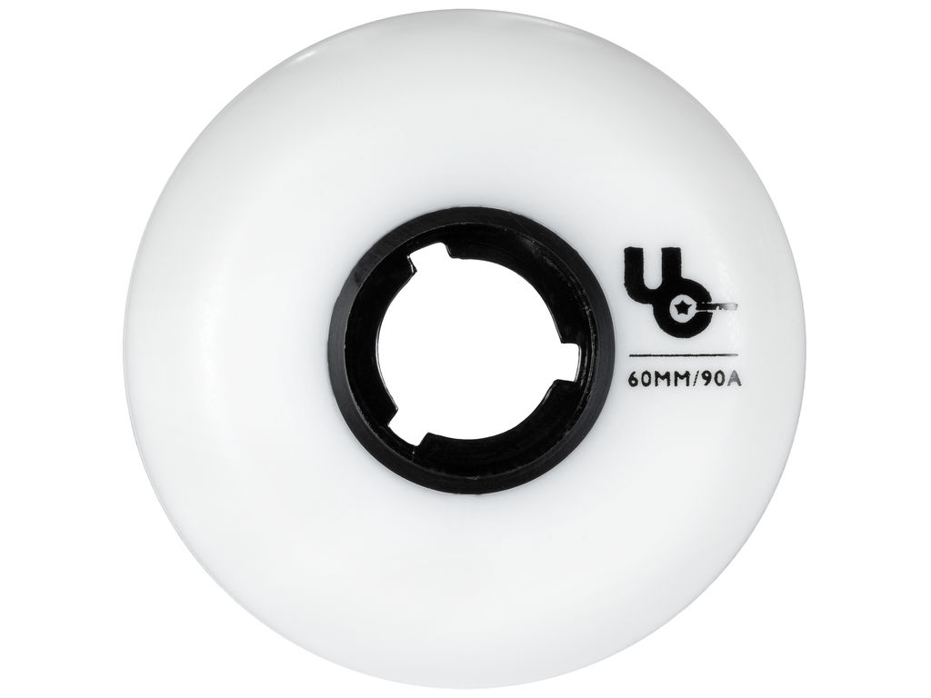White UnderCover Blank Team inline skate wheel of 60mm with 90A durometer and full radius